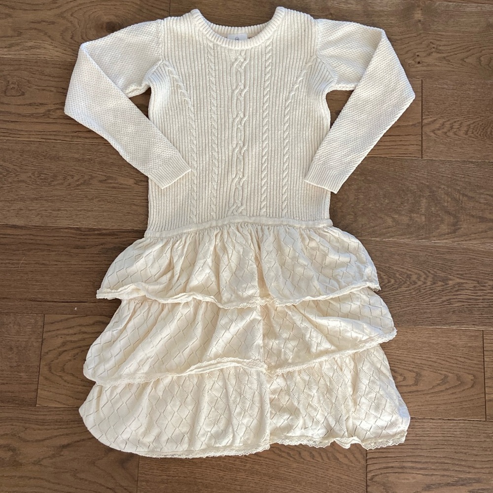 NWOT - Hanna Andersson Girl’s Family Nordic Cable Tiered Sweater Dress